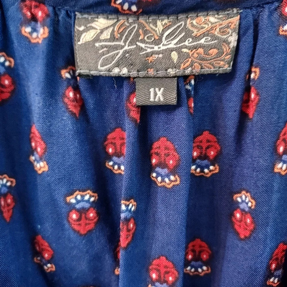 J Gee Blue Bohemian Elastic Waist Flowly Dress in Size 1X - Picture 2 of 9